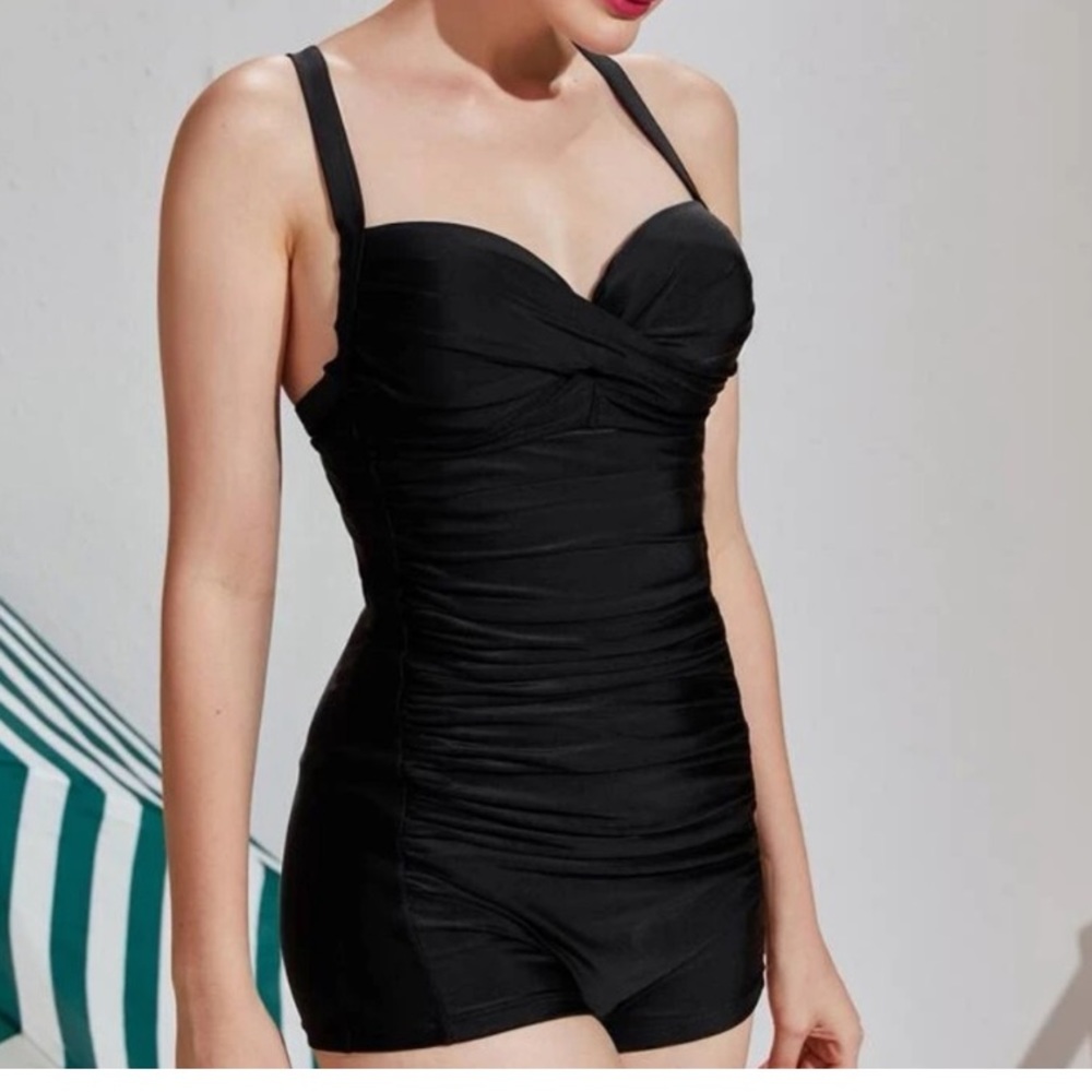shein twist plus black swimsuit Sz 4X